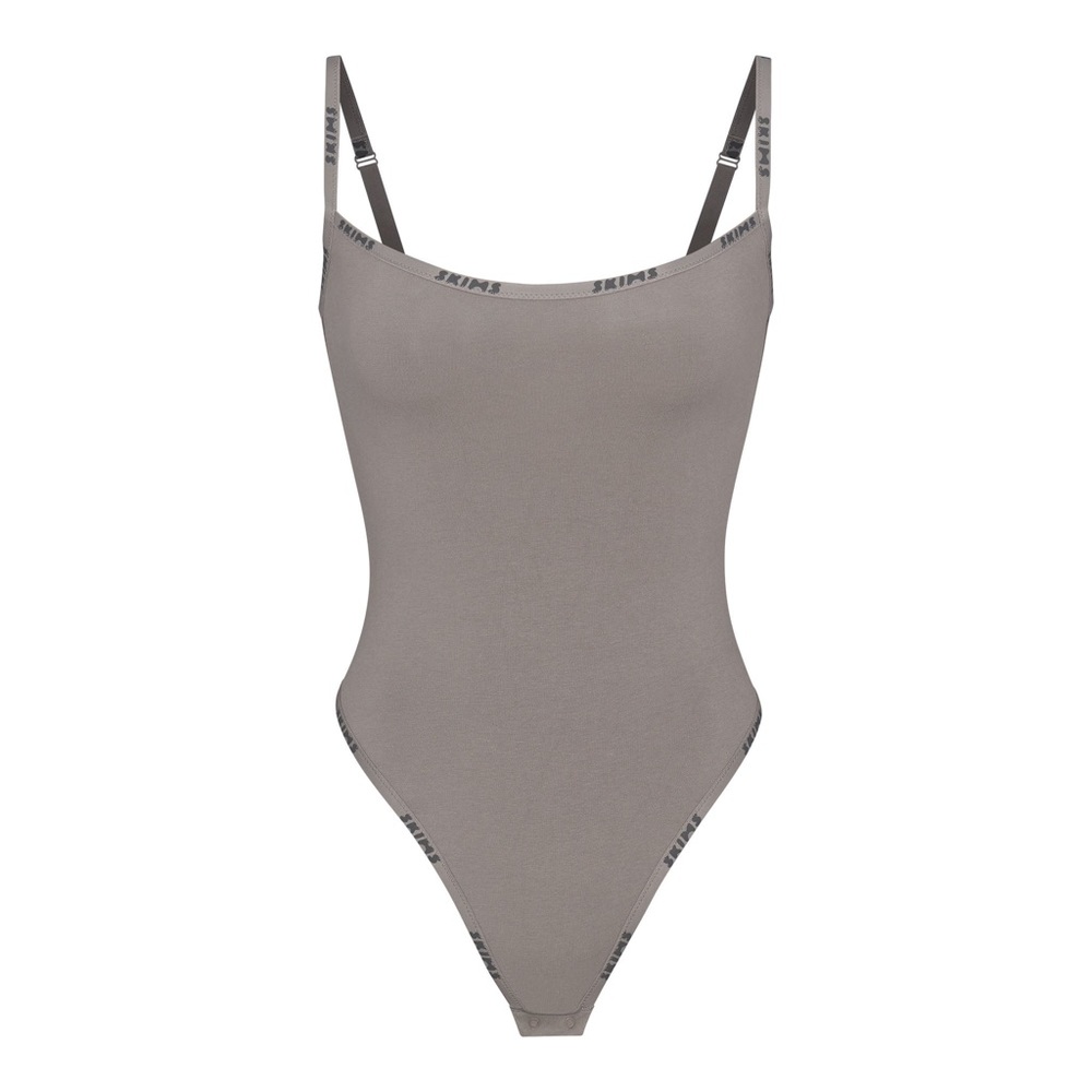 🩶RARE SKIMS COTTON LOGO BODYSUIT IN SMOKE S